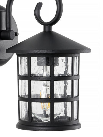 Cadiz 6" Iron/Seeded Glass Cottage Rustic Scrolled Lantern LED Outdoor Lantern - JONATHAN Y
